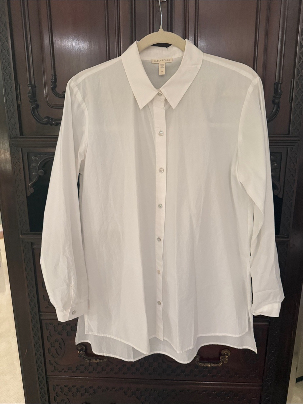 Eileen Fisher White Relaxed Button-Front Shirt